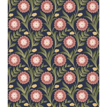 Lillian Floral Vine Peel and Stick Blue Wallpaper
