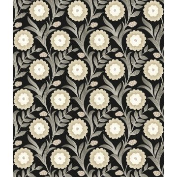 Lillian Floral Vine Peel and Stick Black Wallpaper