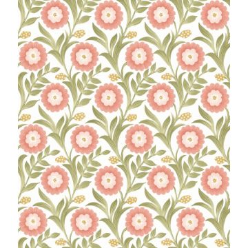 Lillian Floral Vine Peel and Stick Pink Wallpaper