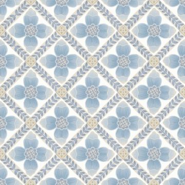 Mimi Quilted Floral Peel and Stick Blue Wallpaper