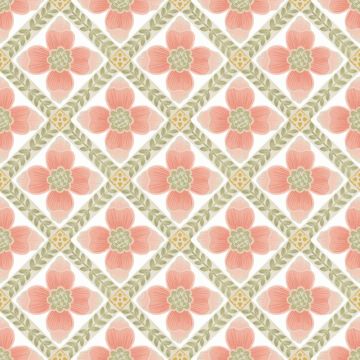 Mimi Quilted Floral Peel and Stick Coral Wallpaper