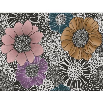 Anemones Peel and Stick Black Wallpaper