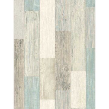 Coastal Weathered Plank Peel and Stick Blue Wallpaper