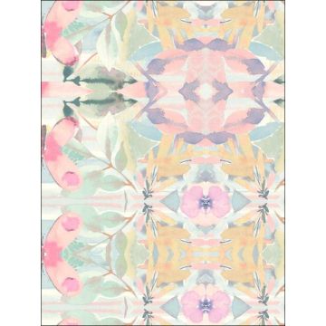 Synchronized Floral Peel and Stick Pink Wallpaper