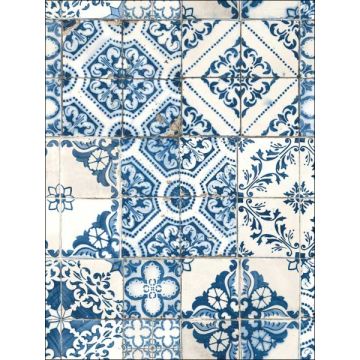 Mediterranian Tile Peel and Stick Blue Wallpaper