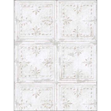 Tin Tile Peel and Stick White Wallpaper