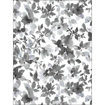 Watercolor Floral Peel and Stick Black Wallpaper