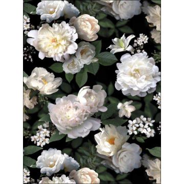 Photographic Floral 4 Panel Peel and Stick Black Mural