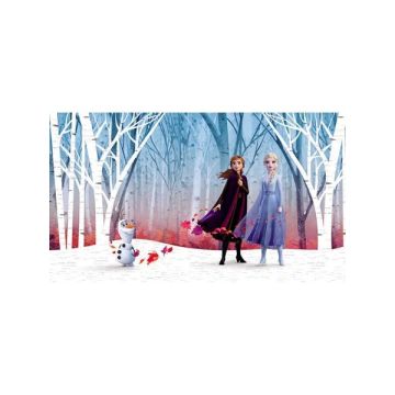 Frozen Woodland Tree Peel and Stick 7 Panel Blue Mural