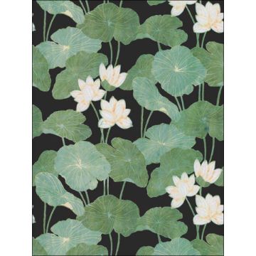 Lily Pads Peel and Stick Black Wallpaper
