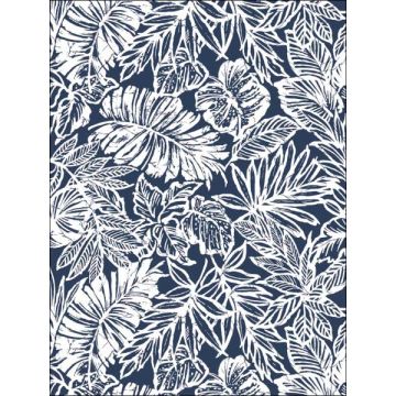 Tropical Leaf Peel and Stick Blue Wallpaper
