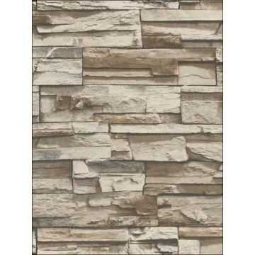 Stacked Stone Peel and Stick Brown Wallpaper