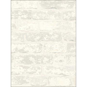 Stuccoed Brick Peel and Stick White Wallpaper