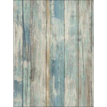 Distressed Wood Peel and Stick Blue Wallpaper