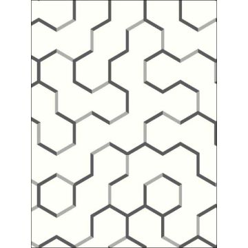 Open Geometric Peel and Stick Grey Wallpaper