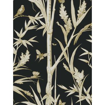 Bambou Toile Black Wallpaper