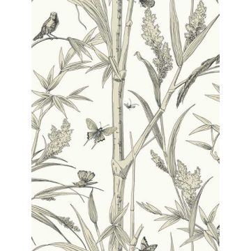 Bambou Toile White Wallpaper