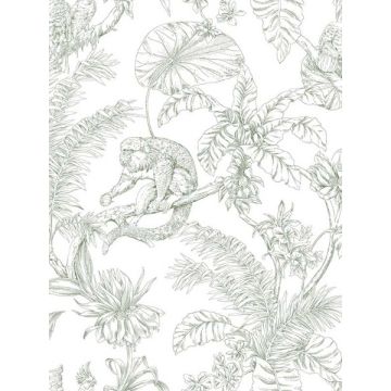 Tropical Sketch Toile Forest Wallpaper