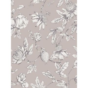Passion Flower Toile Orchid Wallpaper