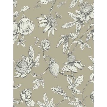 Passion Flower Toile Linen Wallpaper
