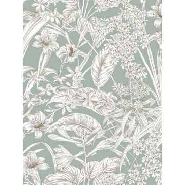 Orchid Conservatory Toile Seamist and Taupe Wallpaper