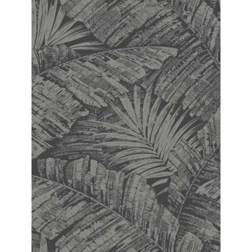 Palm Cove Toile Silver and Black Wallpaper