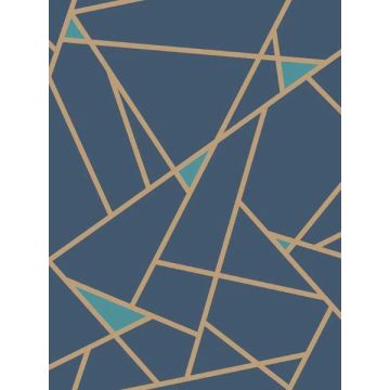 Prismatic Navy and Gold Metallic Wallpaper