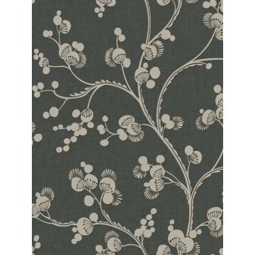 Dahlia Trail Black and Taupe Wallpaper