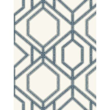 Sawgrass Trellis White and Blue Wallpaper