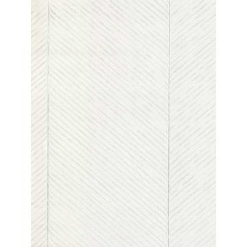 Palm Chevron White and Silver Wallpaper