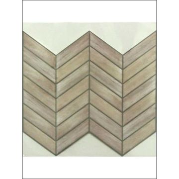 Chevron Distressed Wood StickTiles Beige Wallpaper
