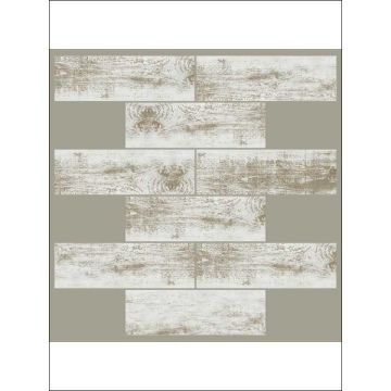 Distressed Wood Subway StickTiles Brown Wallpaper