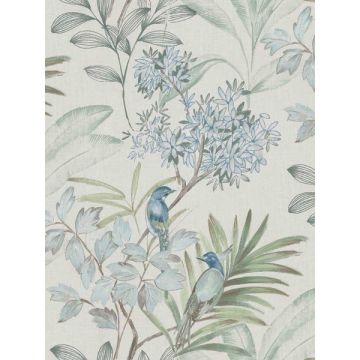 Handpainted Songbird Turquiose Wallpaper