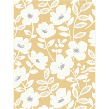 Bergman Scandi Flower Mustard Wallpaper