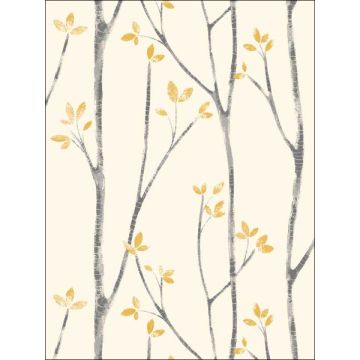 Ingrid Scandi Tree Mustard Wallpaper