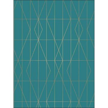 LeVeque Deco Diamond Geo Teal Wallpaper