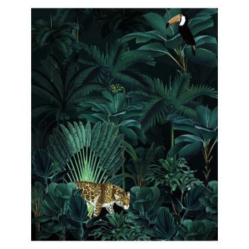 Jungle Night 4 Panel Green Mural