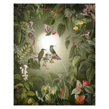 Wildlife Birds 4 Panel Green Mural