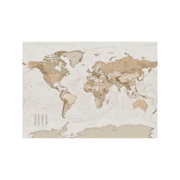 Earth Map 7 Panel Neutral Mural