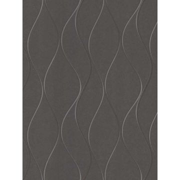 Wavy Stripe Black Metallic Wallpaper