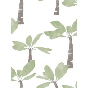 Painted Oasis Leaf Green Wallpaper
