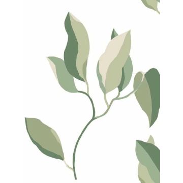 Brushwork Branches Leaf Green Wallpaper