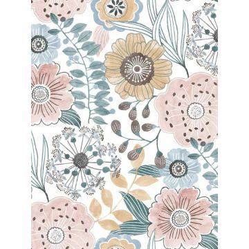 Artistic Bouquet Ochre & Ocean Wallpaper
