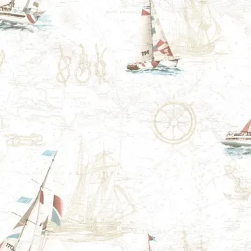 Flagler Salmon Water'S Edge Map Wallpaper Sidewall Chesapeake DLR47503