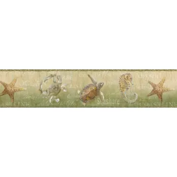 Coastal Olive Newport Lagoon wallpaper border Chesapeake DLR53531B