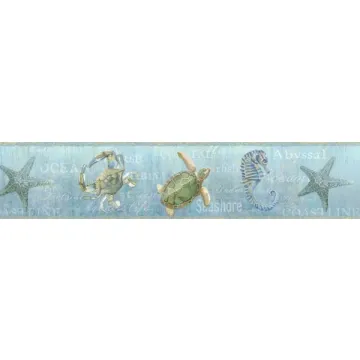 Coastal Aqua Newport Lagoon wallpaper border Chesapeake DLR53532B