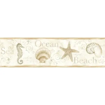 Island Bay Beige Seashells wallpaper border Chesapeake DLR53563B