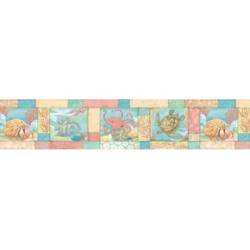 Carmel Aqua Monterey Bay wallpaper border Chesapeake DLR53581B