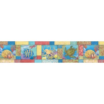 Carmel Blue Monterey Bay wallpaper border Chesapeake DLR53582B