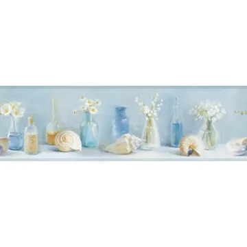 Cahoon Blue Sea Glass wallpaper border Chesapeake DLR53601B